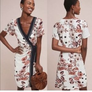 Anthropologie Maeve Audrey Floral Polka Dot Wrap dress